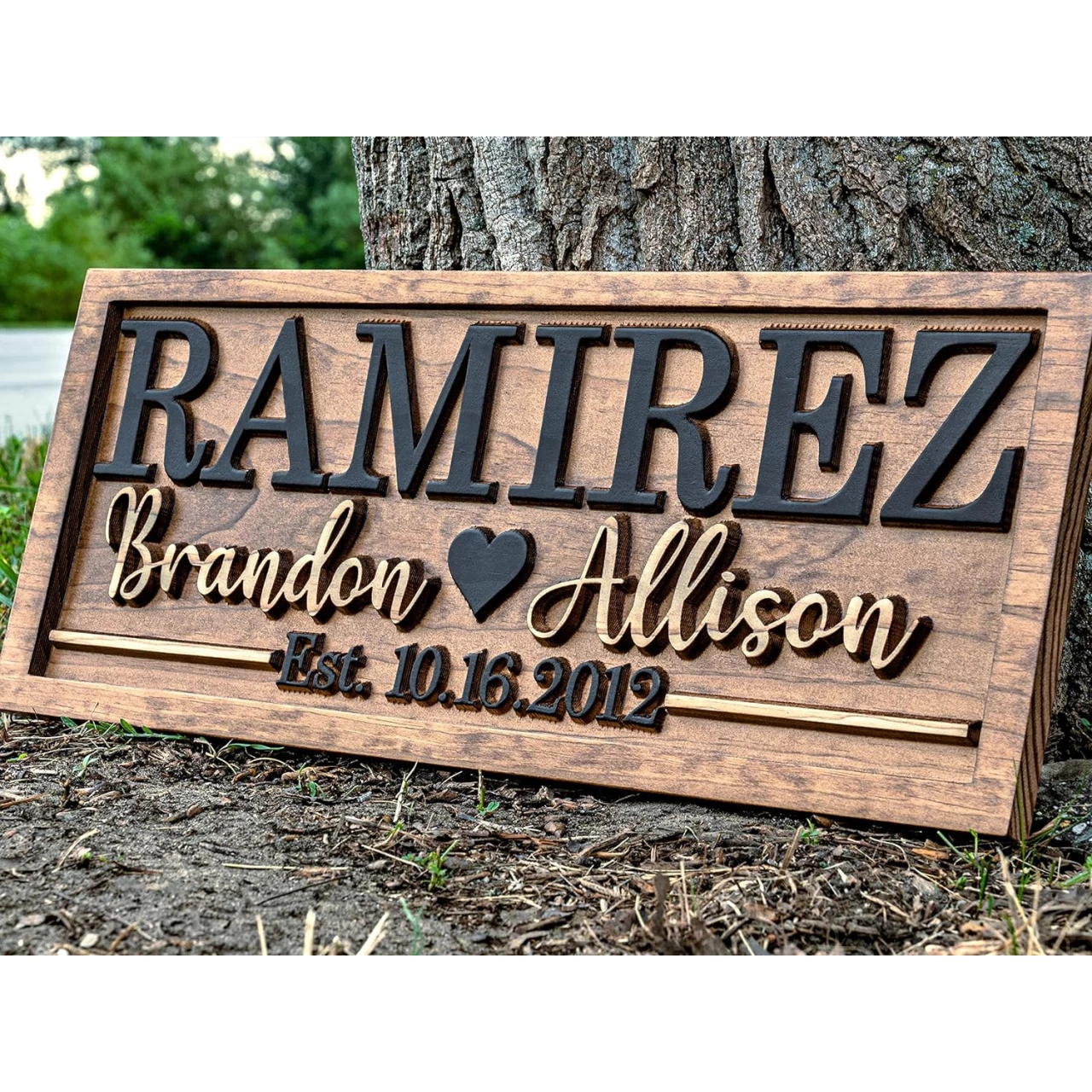 Bridal Shower Gift | Personalized Wedding Gift Last Name Established Sign | Anniversary Gift | Engagement Gifts | Valentines Day Gift | Wood Wedding Sign | Name Heart Sign | Couples Gift