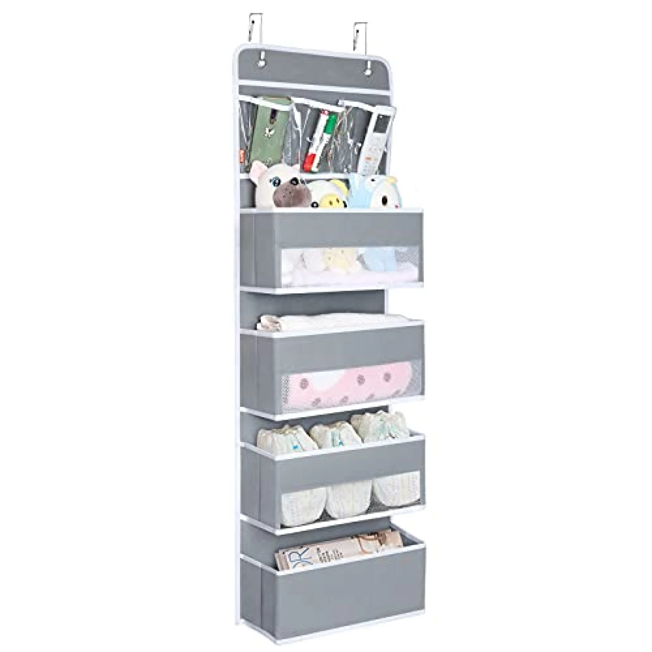 Univivi Door Hanging Organizer Nursery Closet Cabinet Baby Storage (Grey)