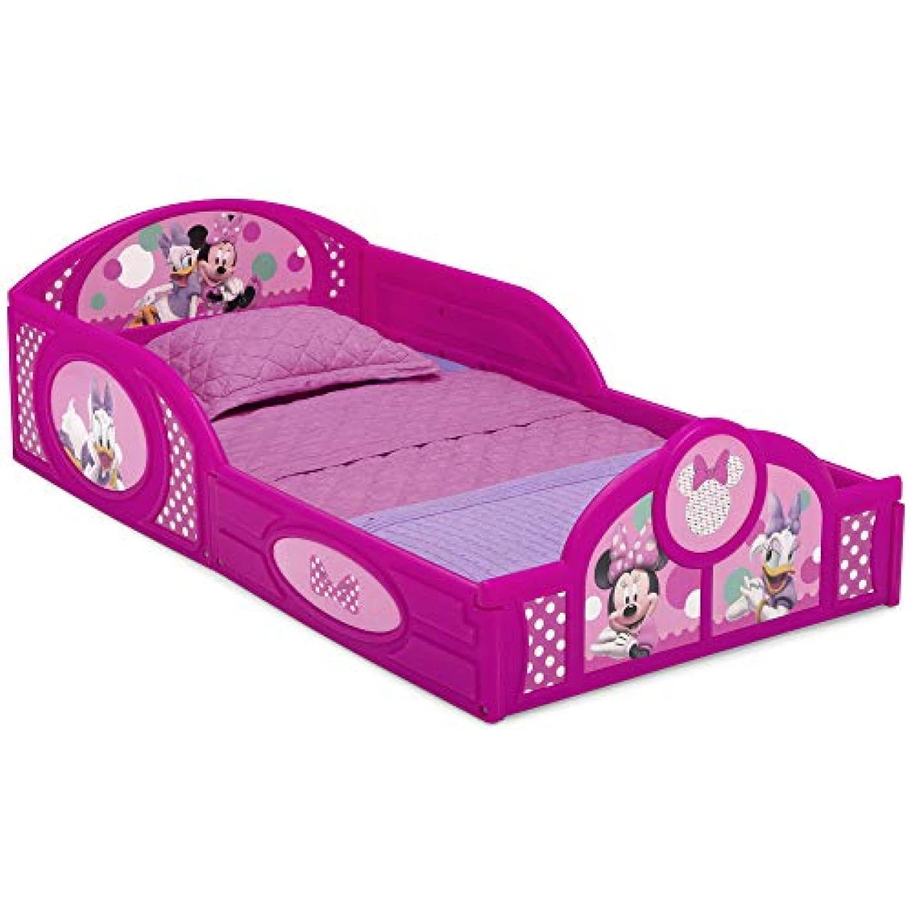 Disney Minnie Mouse Plastic Sleep and Play Toddler Bed with Attached Guardrails by Delta Children