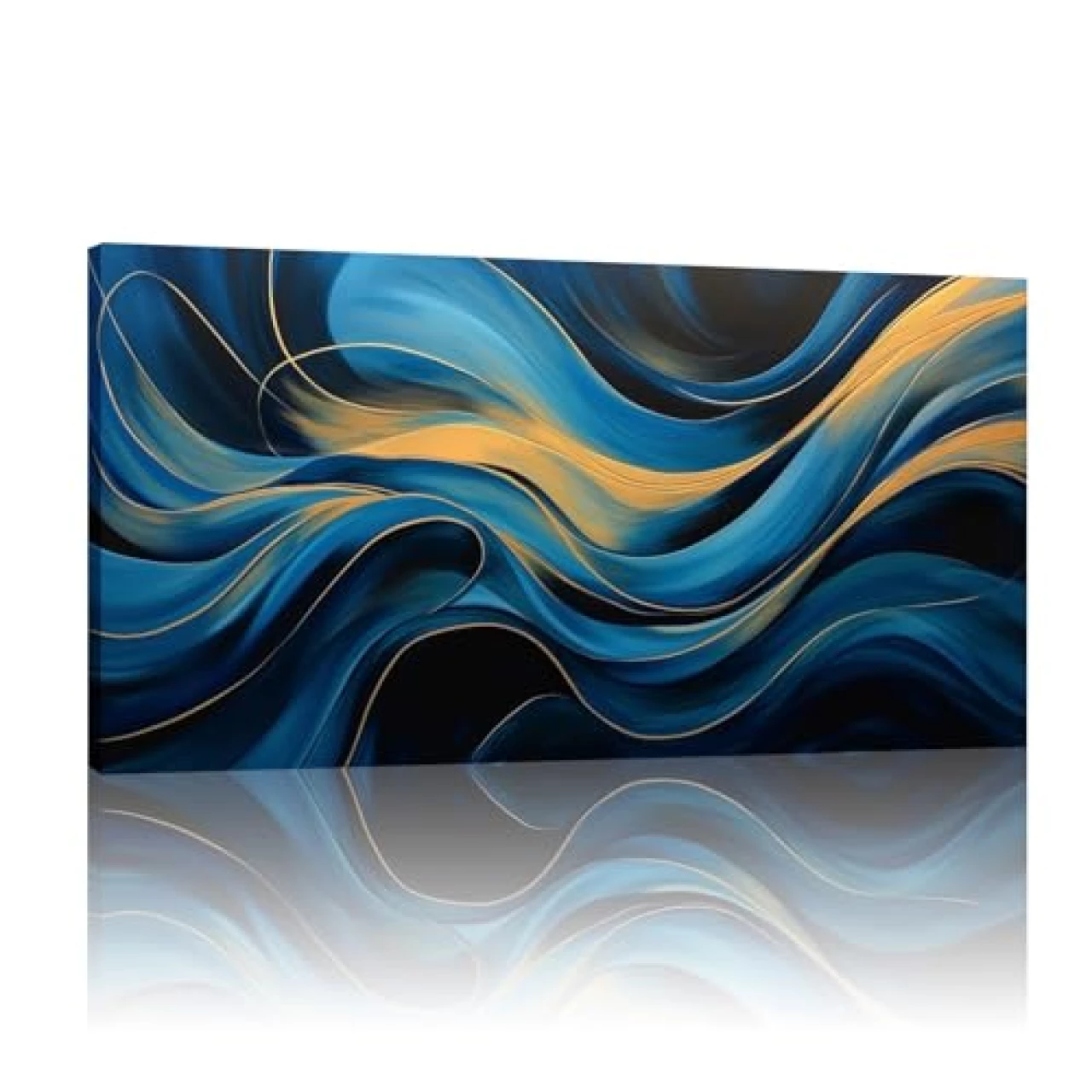 KQZVCU Blue Wall Art Abstract Textured Painting on Canvas Large Wall Art