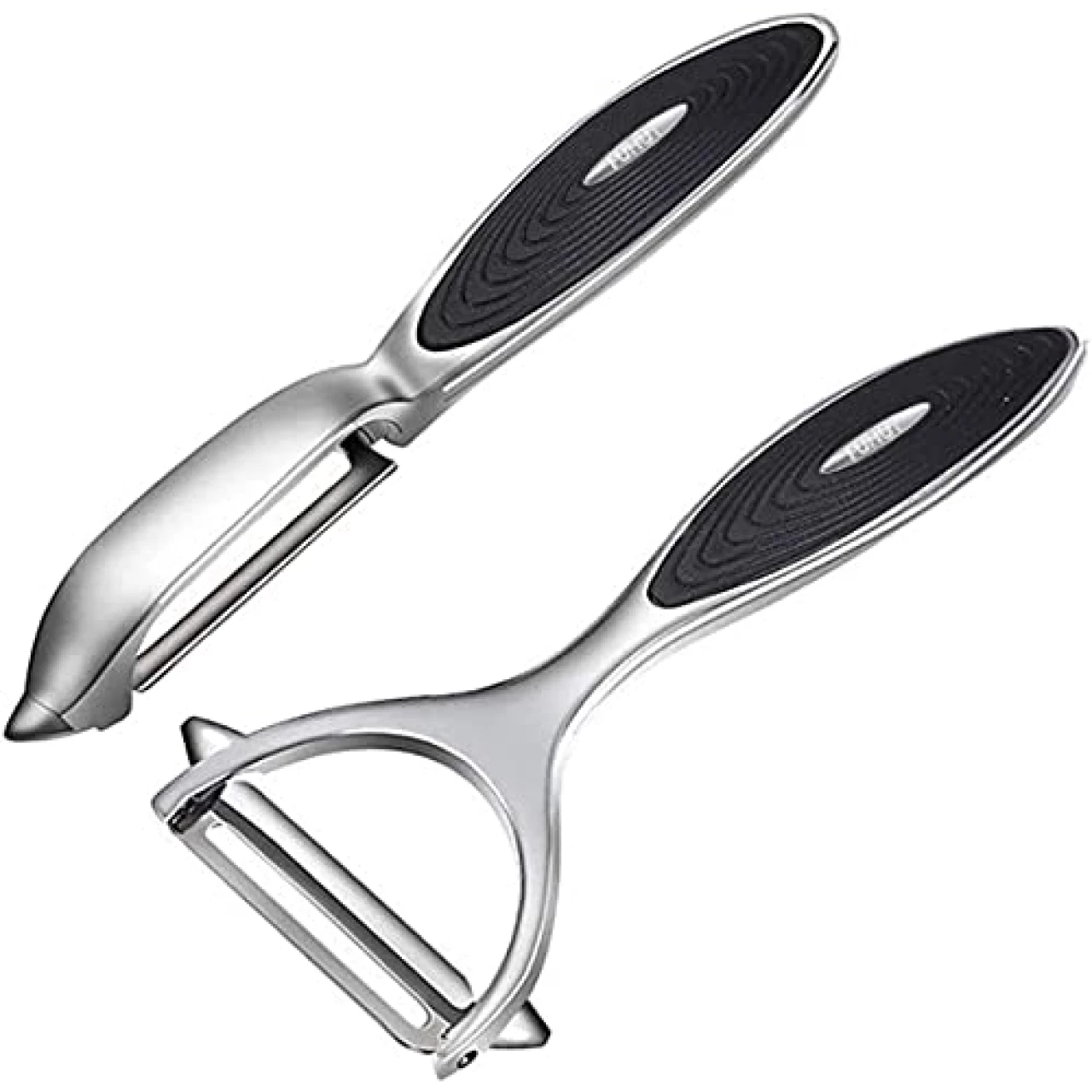 FUHUY Vegetable, Apple Peelers for kitchen, Fruit, Carrot, Veggie, Potatoes Peeler, Y-Shaped and I-Shaped Stainless Steel Peelers, with Ergonomic Non-Slip Handle &amp; Sharp Blade, Good Durable (2PCS)