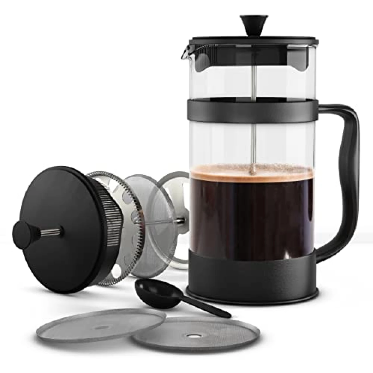 Utopia Kitchen - French Press Coffee Maker, Espresso Tea and Coffee Maker with Triple Filters 34 Ounce, Stainless Steel Plunger and Heat Resistant Borosilicate Glass - Black