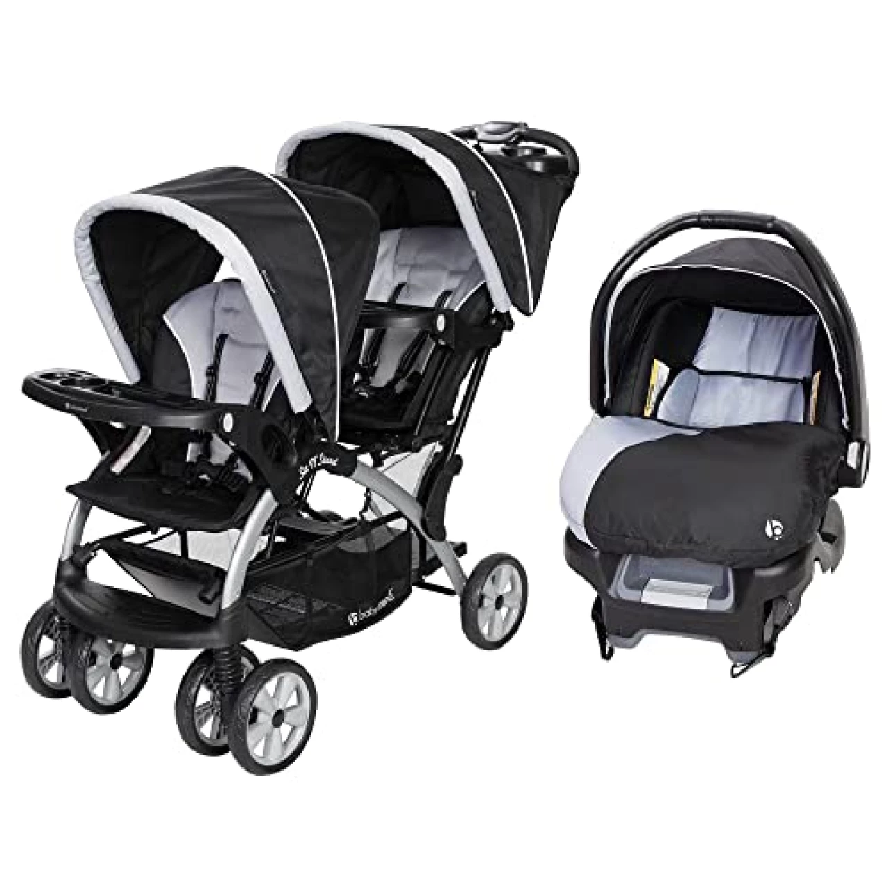 Baby Trend Sit N Stand Easy Fold Double Baby Stroller and Single Infant Car Seat Travel System