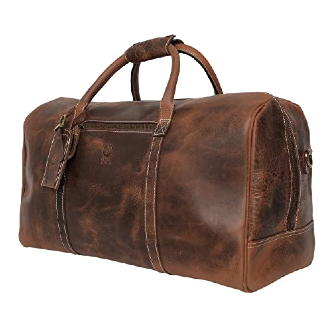 Handmade Leather Carry On Bag - Airplane Underseat Travel Duffel Bags By Rustic Town (Mulberry) Medium