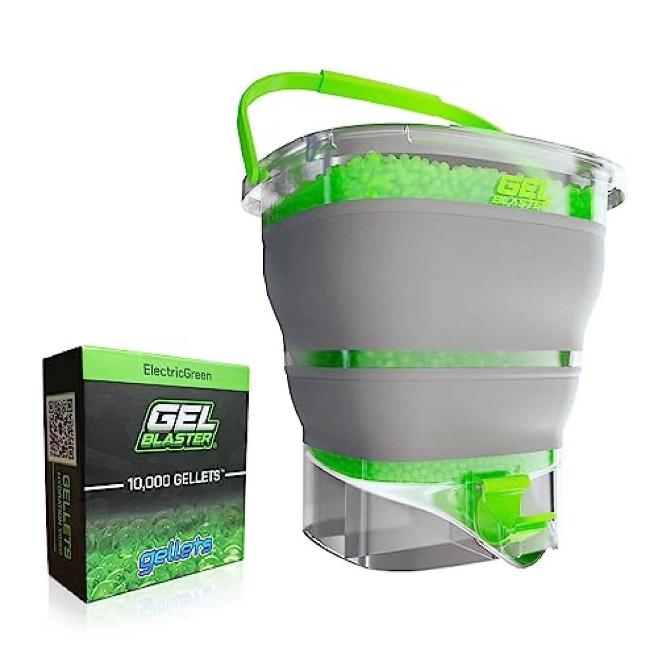Gel Blaster Gellet Depot with 10,000 Gellets - Collapsible Ammo Tub - Fast Loading Nozzle &amp; Built-in Strainer - Hydrates &amp; Stores 10,000+ Gellets - Space Saving Design - Official Gel Blaster Accessory