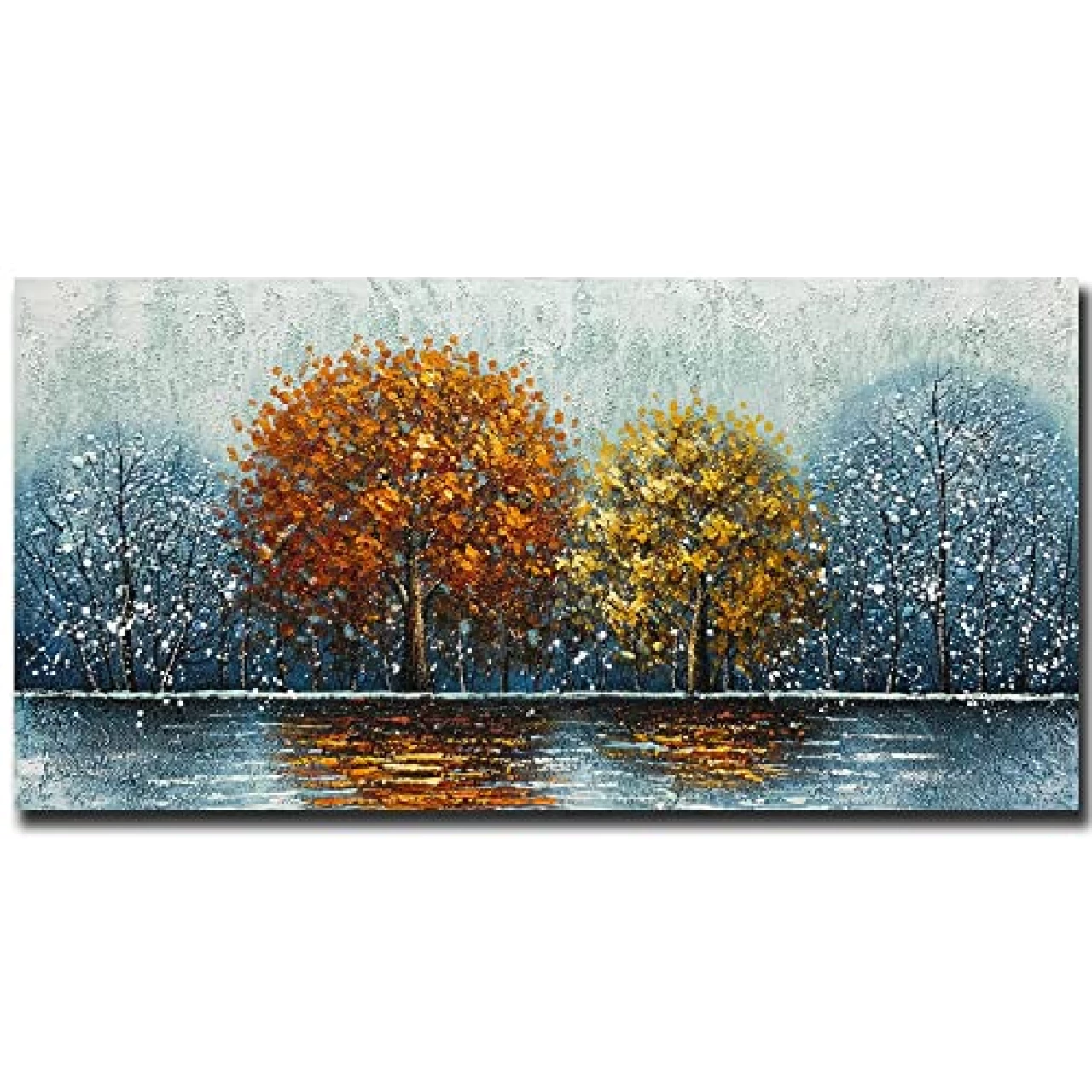 V-inspire Art,24x48 Inch Modern Abstract Hand-Painted Oil Painting Tree Art Wall Art For Living room Bedroom Canvas For Wall Decorations