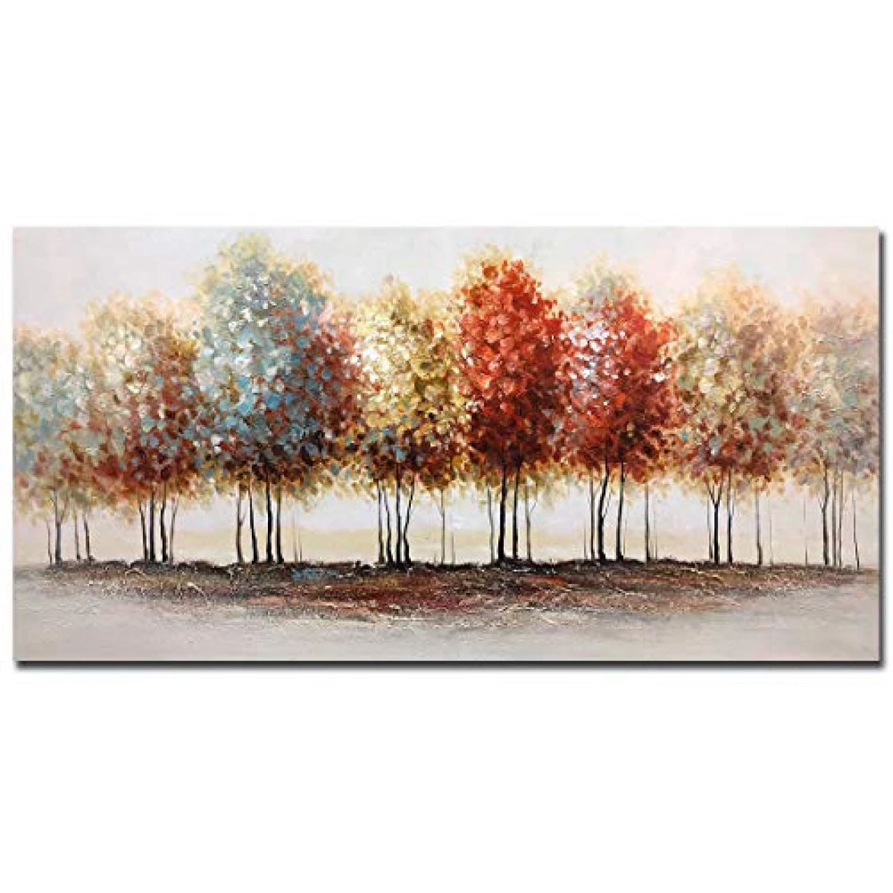 Tiancheng Art, 30x60 Inch Modern Abstract Painting Oil Hand Painting Tree Hand-Painted On Canvas Acrylic Big Wall Art Colorful Forest Home Hanging Wall Decoration