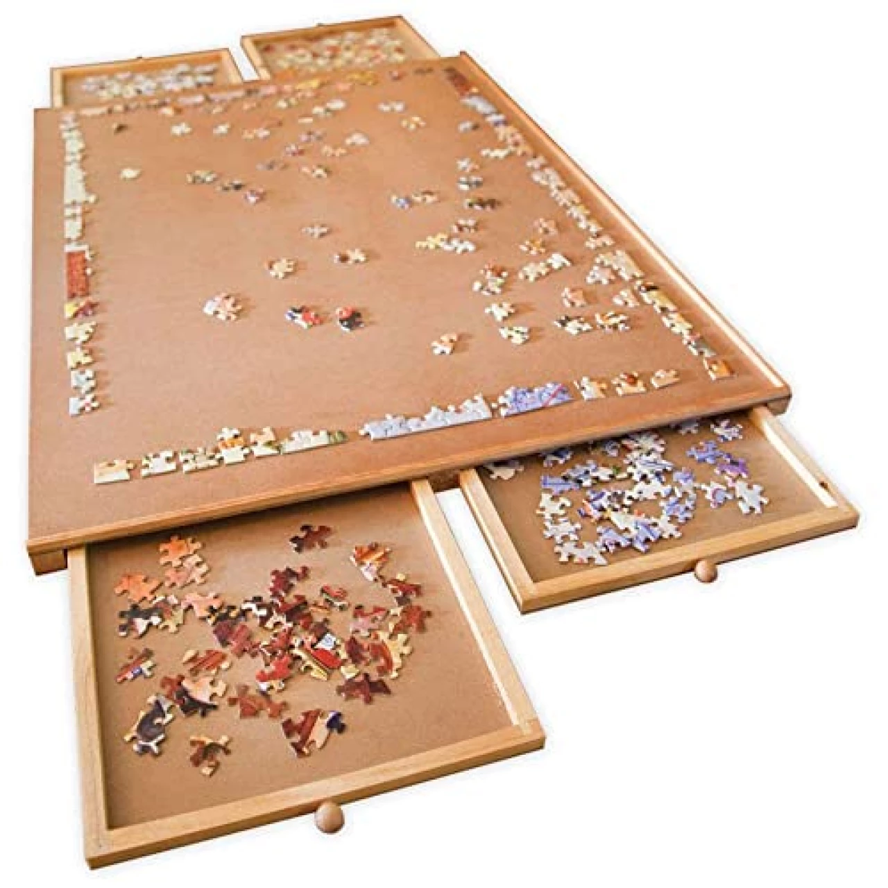 Bits and Pieces - 1500 Piece Puzzle Board with Drawers - Jumbo Wooden Puzzle Plateau – Portable Puzzle Table