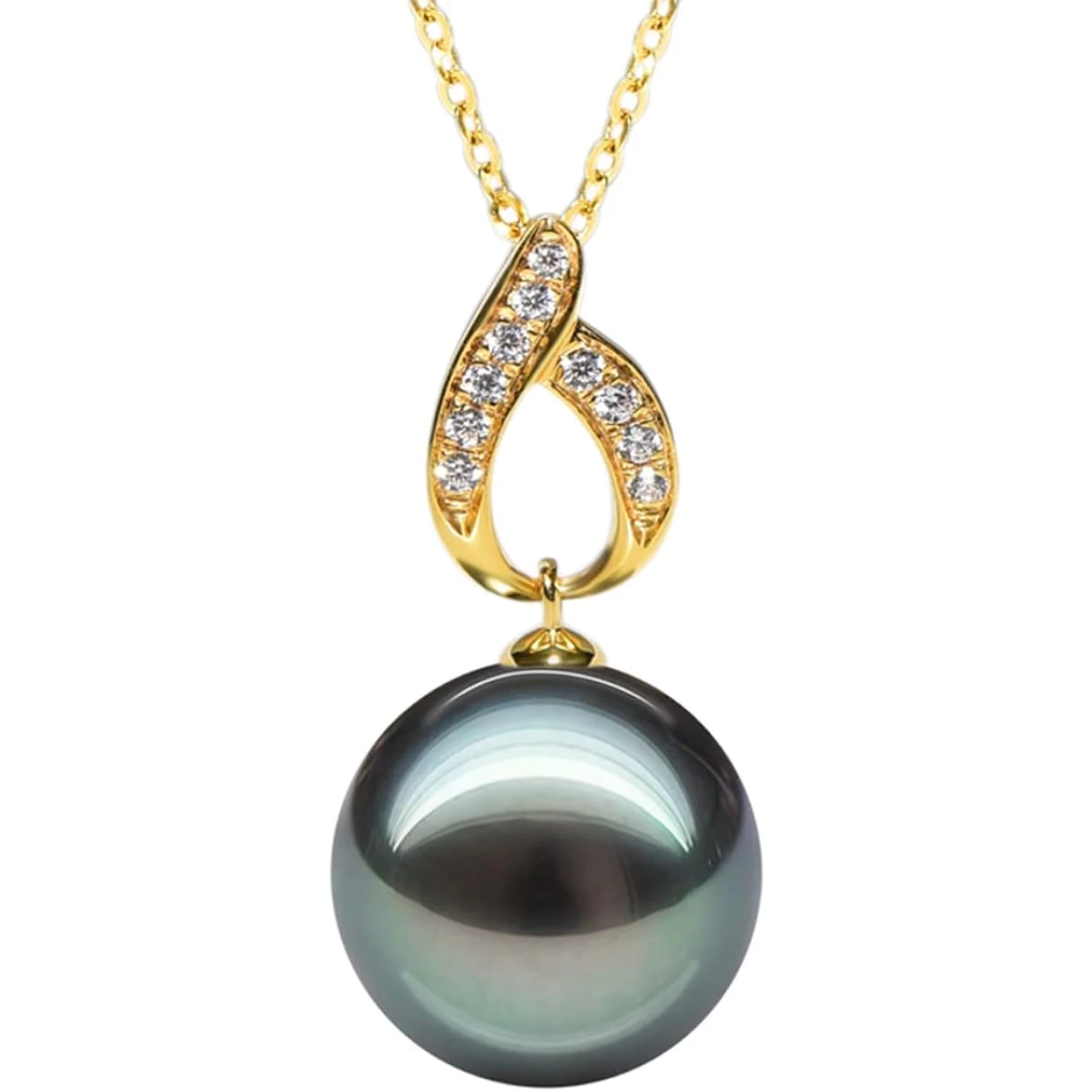 Nonnyl 18K Gold Tahitian Black Pearl Necklaces for Women Fine Jewellery Round AAAA+ 10mm Pearls- Pearl Pendant Necklace Gift for Women Her Grandma Wife