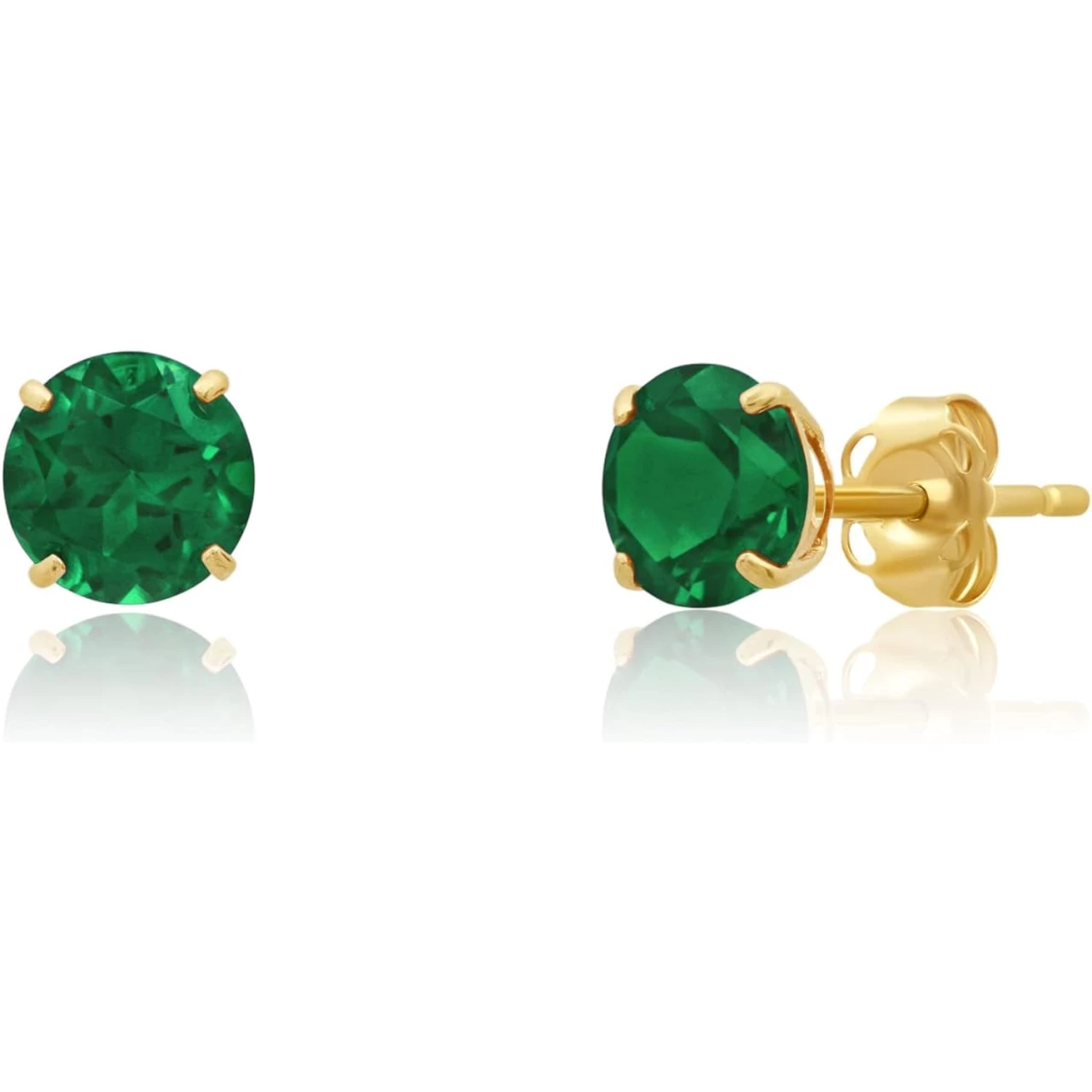 14k Gold Round Stud Earrings for Women | 6mm Birthstone Earrings | Real Gold Gemstone Earrings for Women | Gemstone Stud Earrings for Women by MAX + STONE