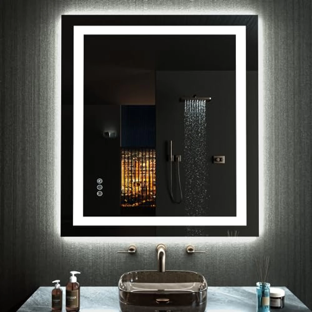 LOAAO 20&quot;X28&quot; LED Bathroom Mirror with Lights, Anti-Fog, Dimmable, RGB Backlit + Front Lighted, Bathroom Vanity Mirror for Wall, Memory Function, Waterproof, Tempered Glass