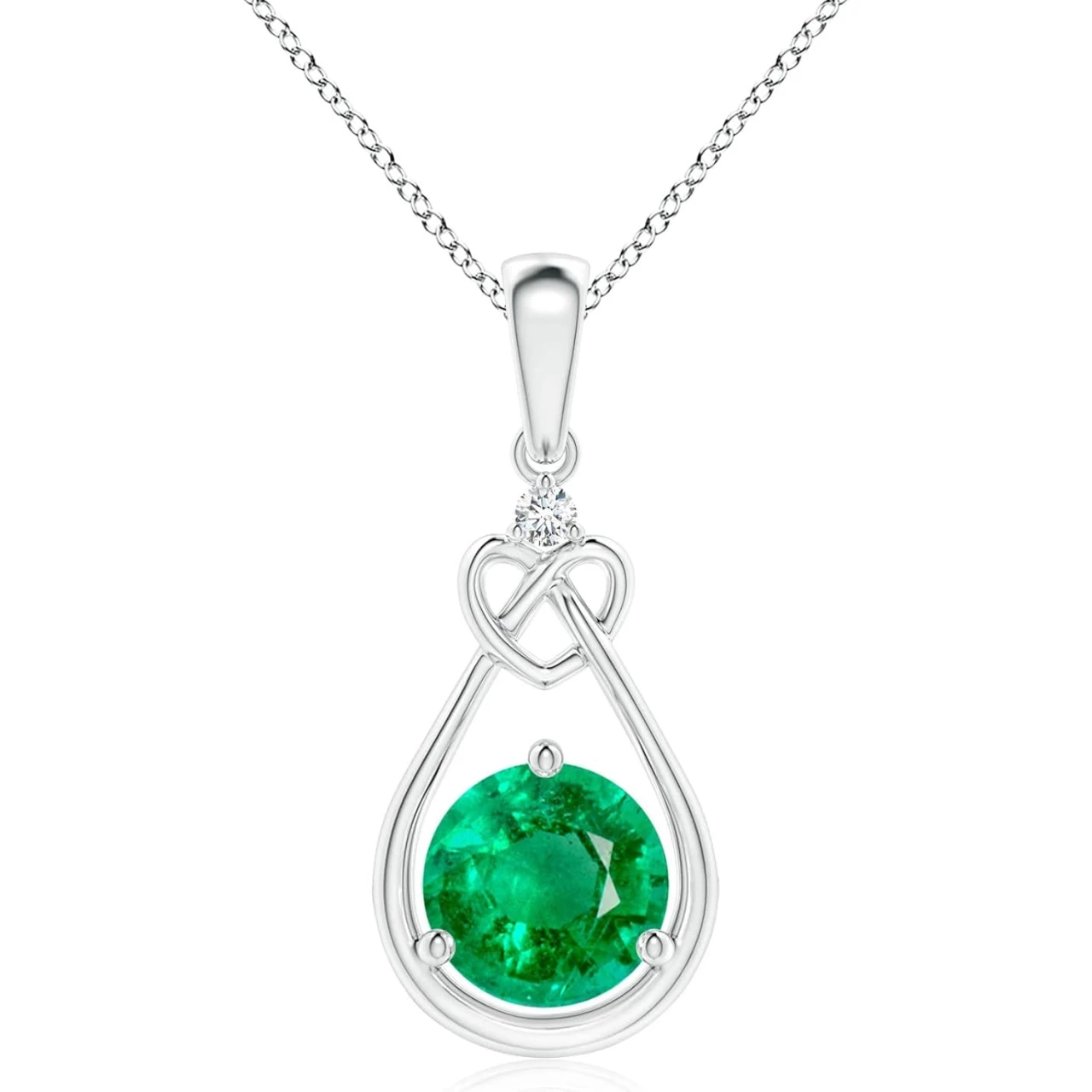 Angara Natural Emerald Solitaire Heart Pendant Necklace for Women, Girls in 14K Solid Gold/Platinum/Sterling Silver | May Birthstone | Jewelry Gift for Her | Birthday|Wedding Anniversary