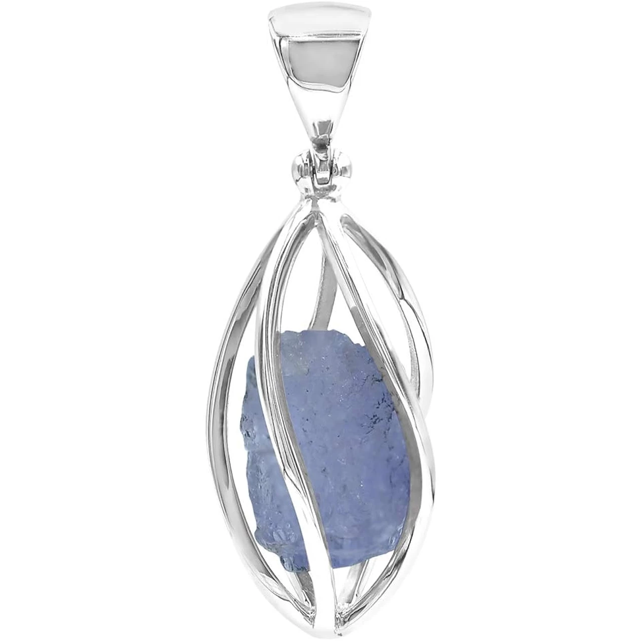 Rough Gemstone Sterling Silver Cage Pendant