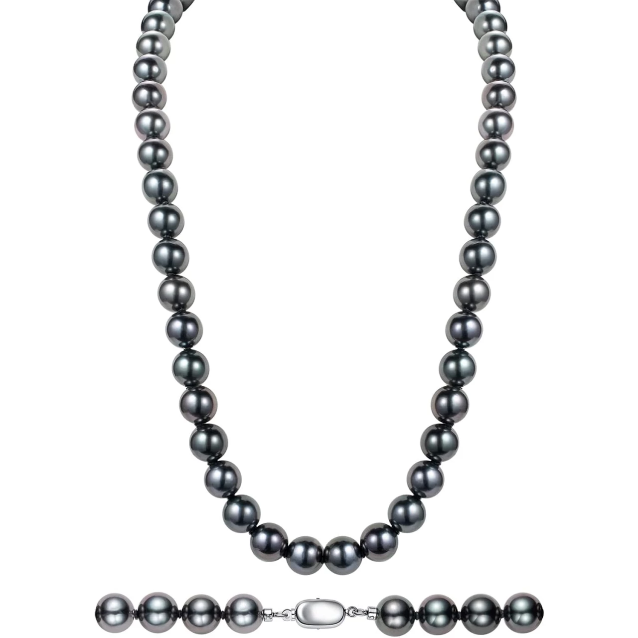 Genuine 9-10MM Tahitian Black Pearl Necklace, AAAA+ Quality Handpicked