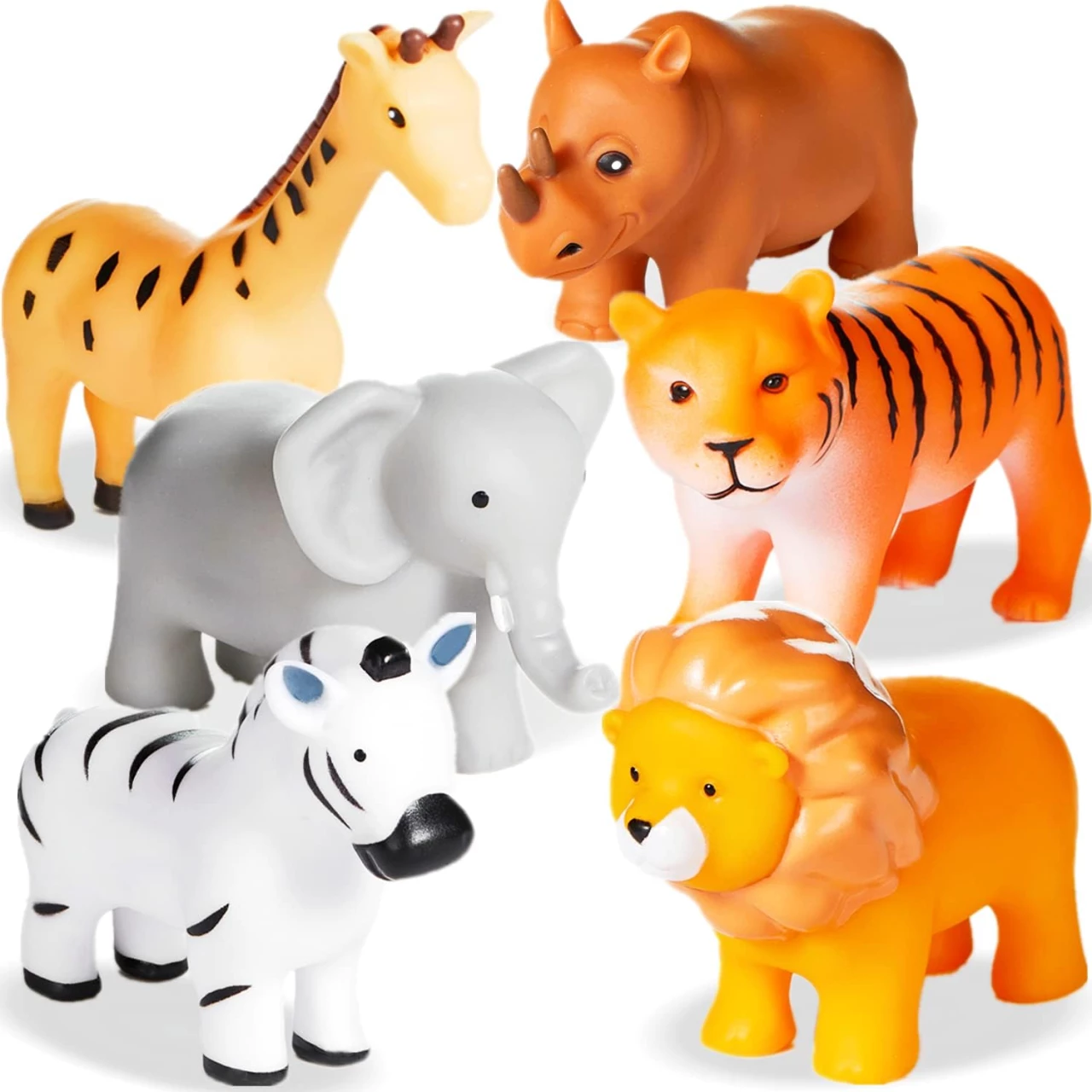 Mold Free Animal Baby Bath Toys for Toddlers/ Infants 6 - 12- 18 Months, No Hole No Mold Bathtub Toys, 1 2 3 4 Years Old Kids (6 Pcs with Storage Bag)