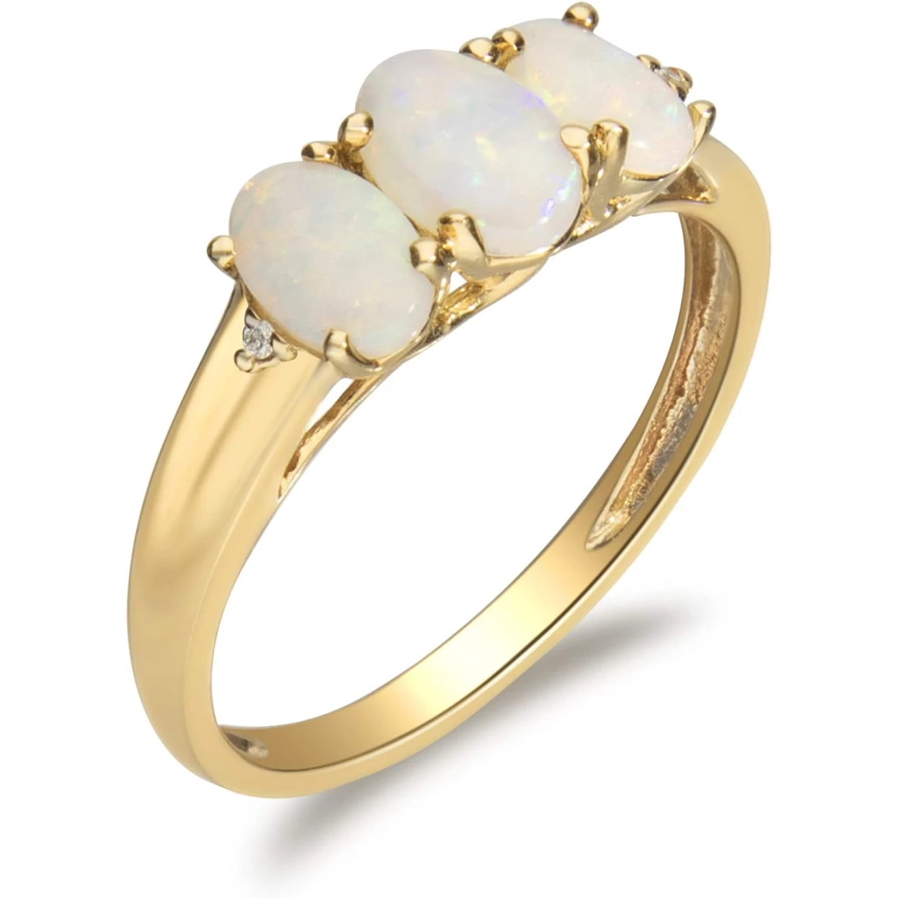 Gin and Grace 10K Yellow Gold Natural Ethiopian Opal Ring with Diamonds for women