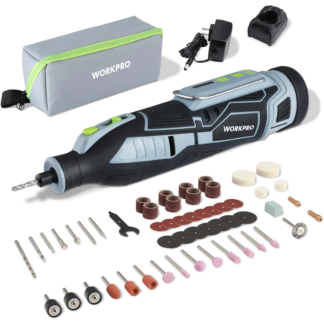 WORKPRO 12V Cordless Rotary Tool Kit, 5 Variable Speeds, Powerful Engraver, Sander, Polisher, 114 Easy Change Accessories, Craft Tool for Handmade and DIY