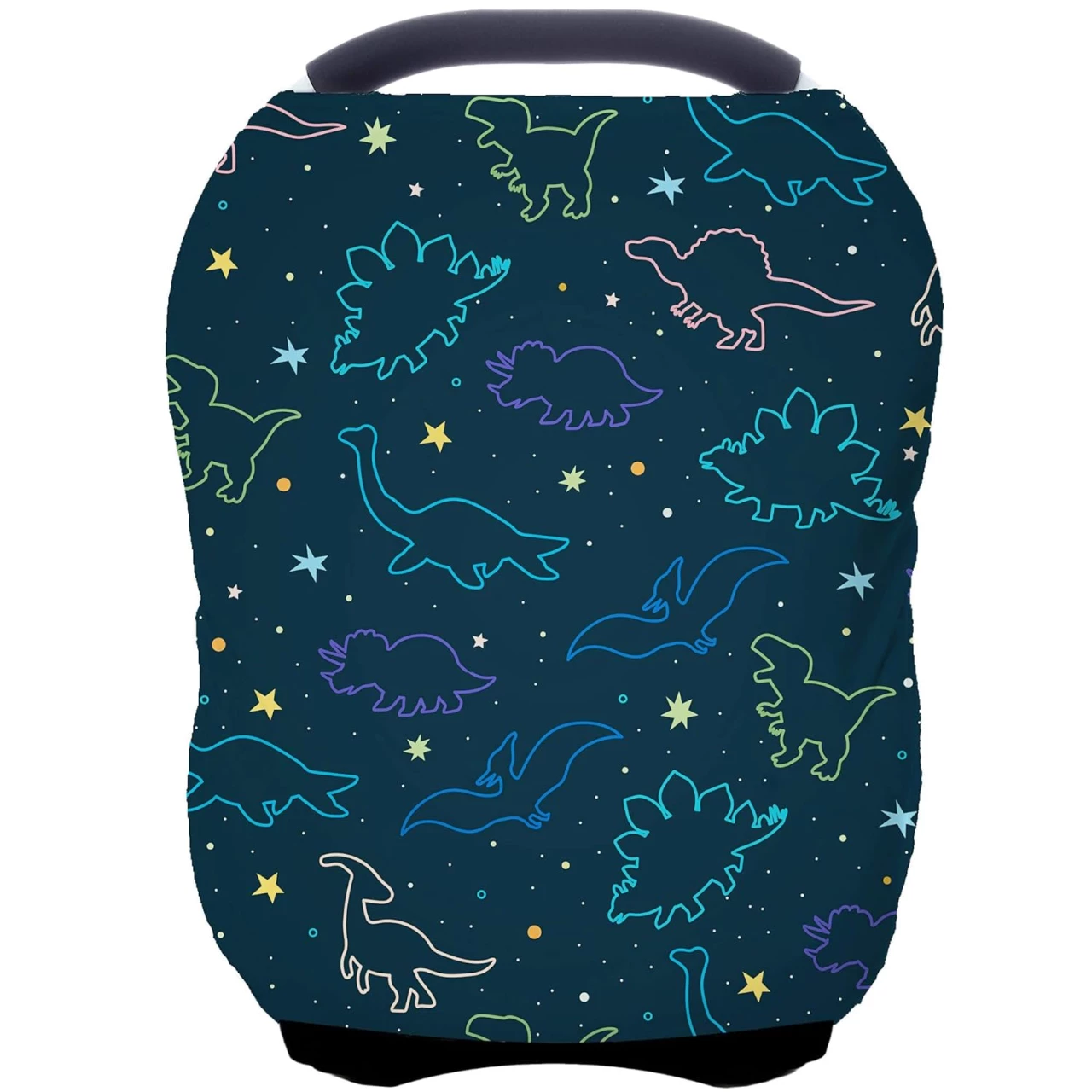 Car Seat Covers Canopy Cover - Multi-use Cover Carseat Canopy, Breathable Breastfeeding Cover, Car Seat Covers for Bbies, Boys &amp; Girls Shower Gifts (Dark Blue Dinosaur)