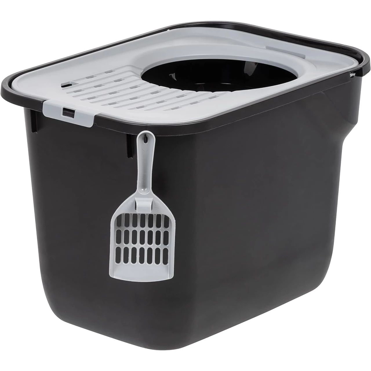 IRIS USA Square Top Entry Cat Litter Box with Scoop
