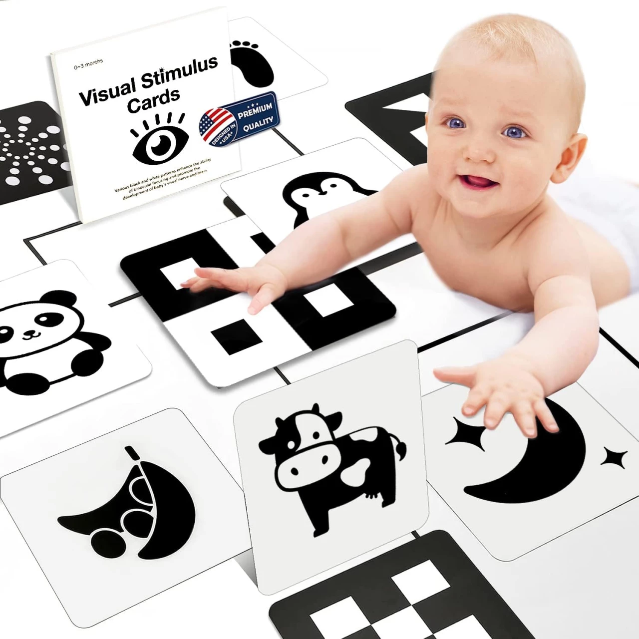 Richgv Newborn Baby Essentials, Black and White Baby Cards Toys 0-3-6 Months