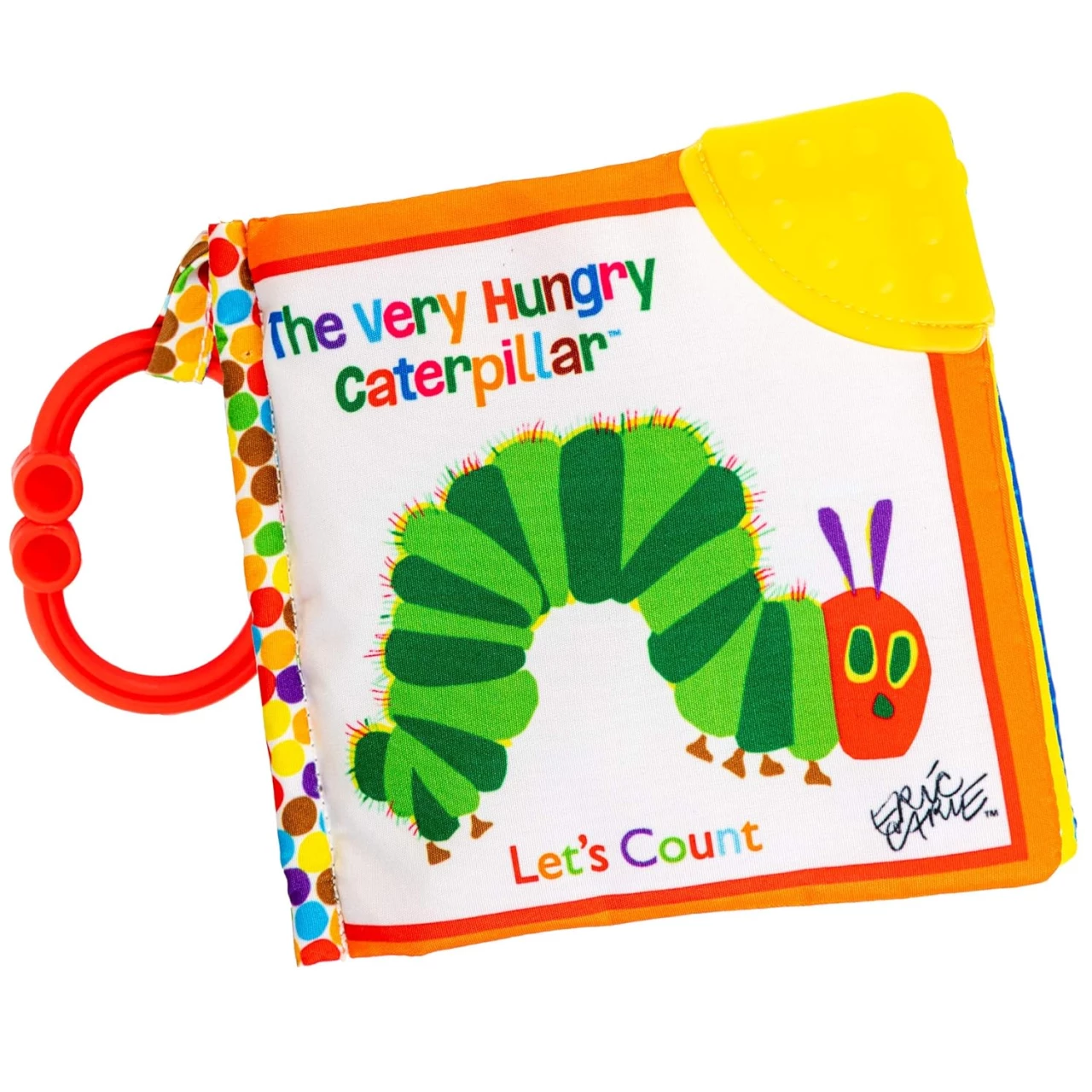Let&rsquo;s Count Soft Book - World of Eric Carle the Very Hungry Caterpillar Baby on the Go Clip Teething Crinkle Soft Sensory Book for Babies, 5.25x5.25 Inch