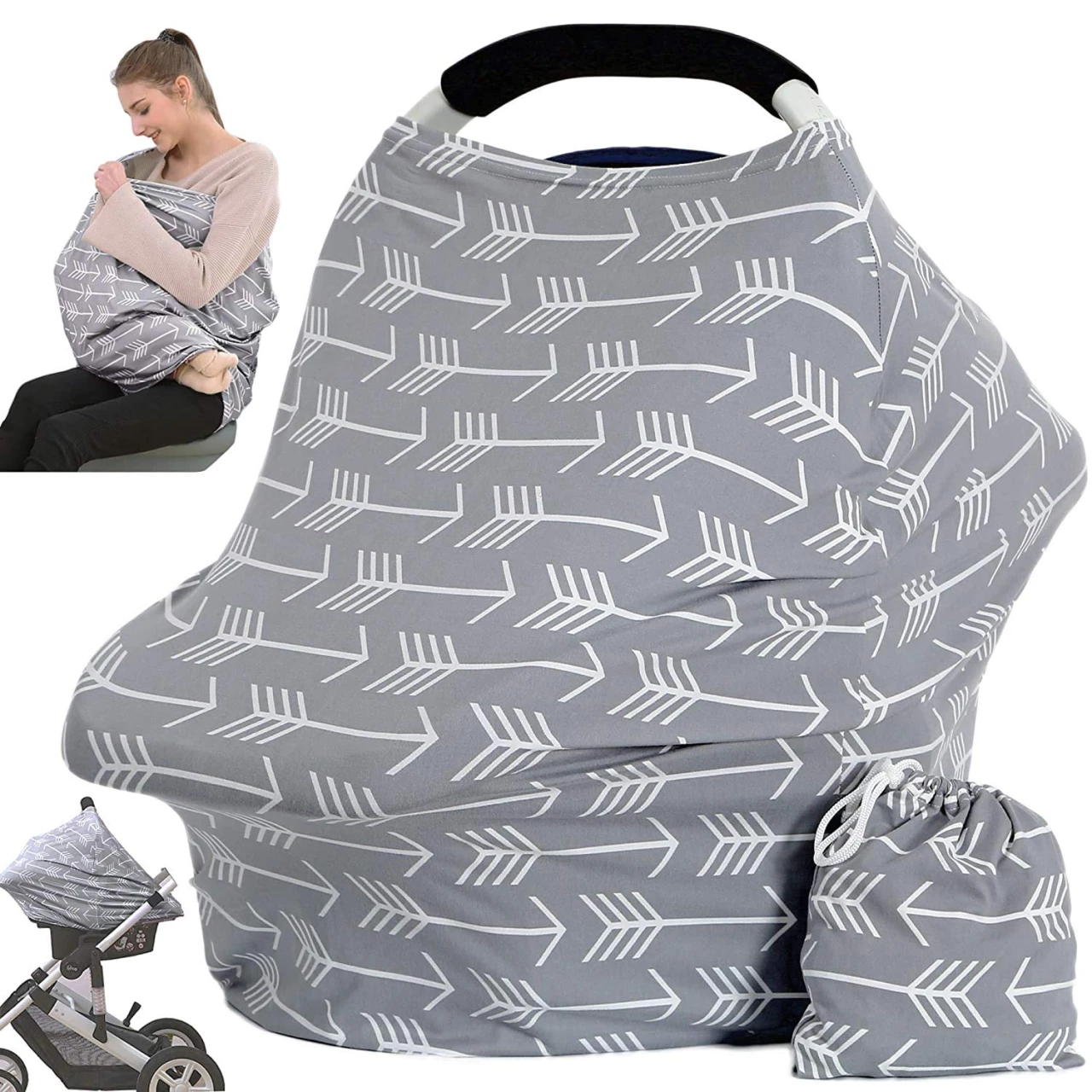 Car Seat Canopy Breastfeeding Cover - Multi Use Baby Stroller and Carseat Cover