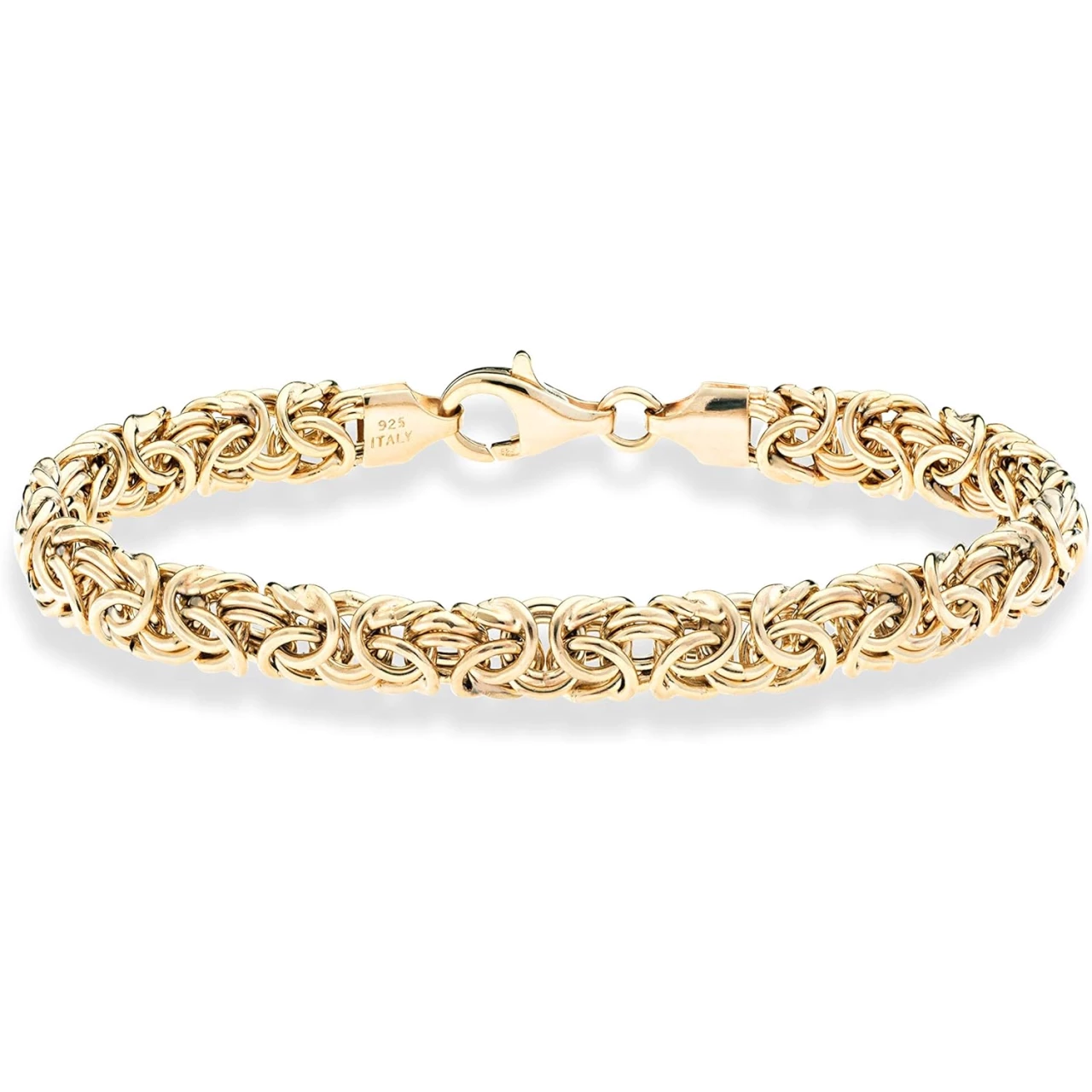 Miabella Italian 18K Gold Over Sterling Silver Byzantine Bracelet for Women, Handmade in Italy